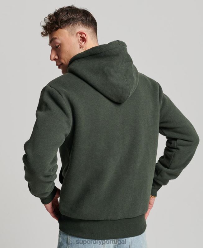 moletom com zíper forrado essencial borg homens verde roupas Superdry 2208H5204