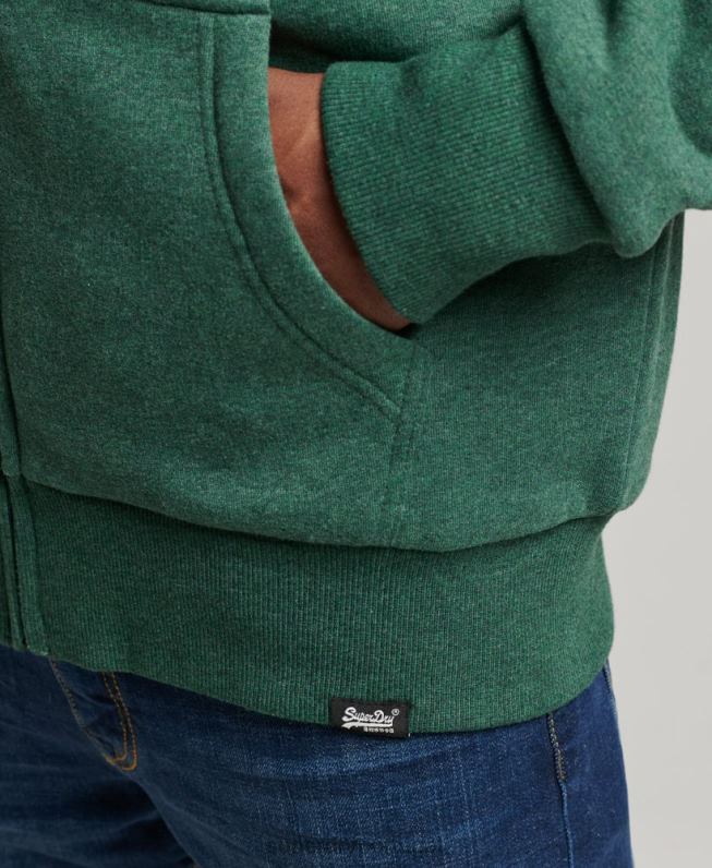 moletom com zíper forrado essencial borg homens verde roupas Superdry 2208H679