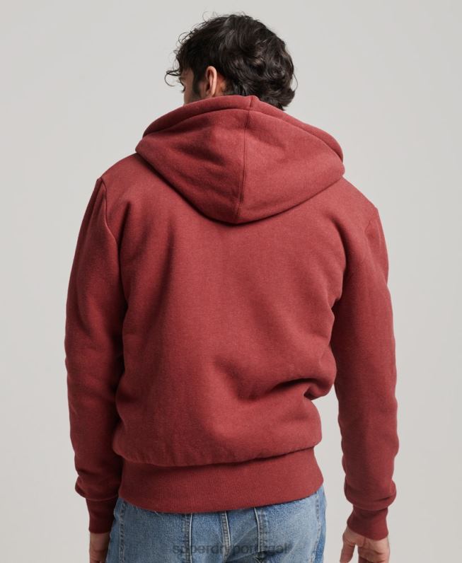 moletom com zíper forrado essencial borg homens vermelho roupas Superdry 2208H4992