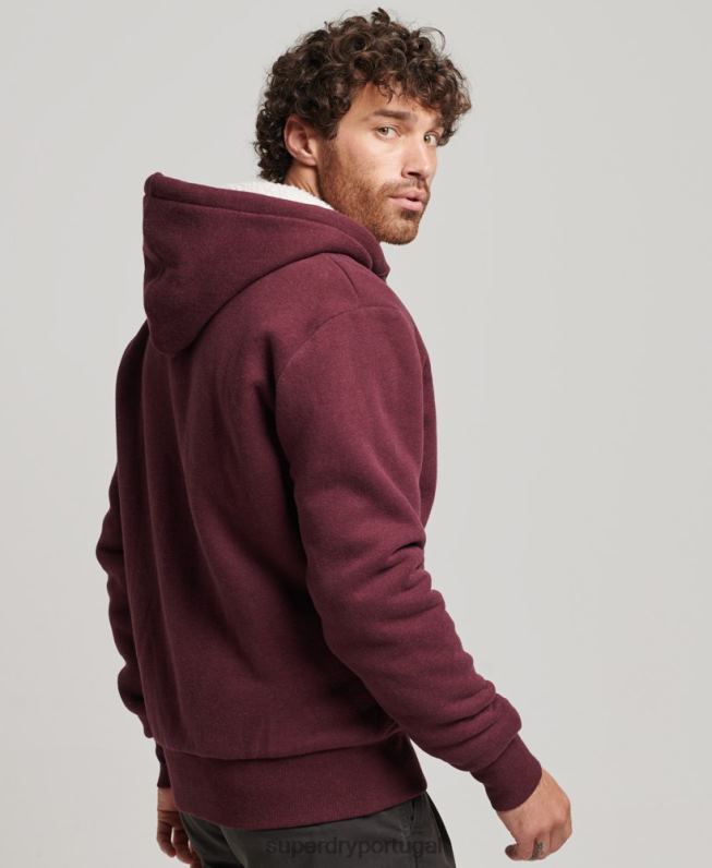 moletom com zíper forrado essencial borg homens vermelho roupas Superdry 2208H5032
