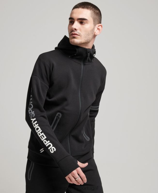 moletom com zíper gymtech homens preto roupas Superdry 2208H562