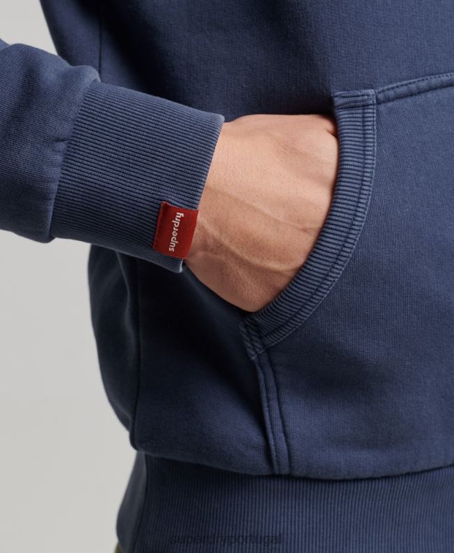 moletom com zíper neon com logo vintage homens azul escuro roupas Superdry 2208H476