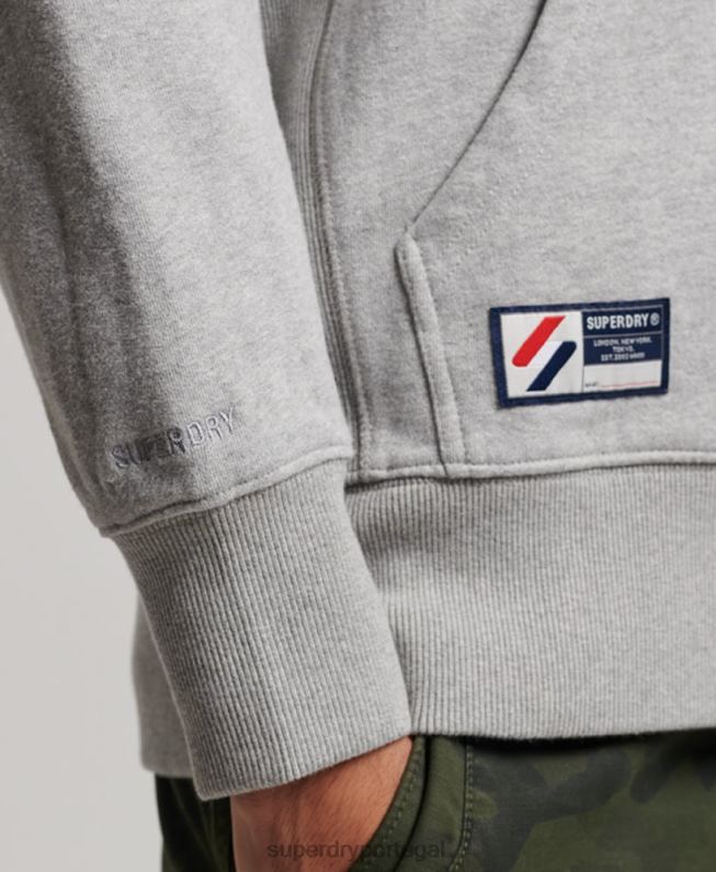 moletom com zíper solto com logo essencial homens cinza roupas Superdry 2208H5097