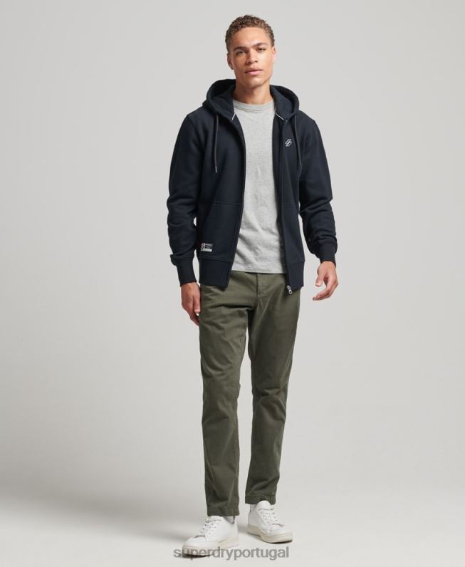moletom com zíper solto com logo essencial homens marinha roupas Superdry 2208H5151