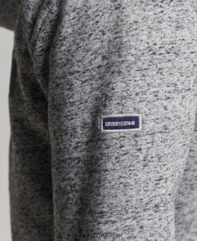 moletom com zíper universitário estilo script homens cinza claro roupas Superdry 2208H892