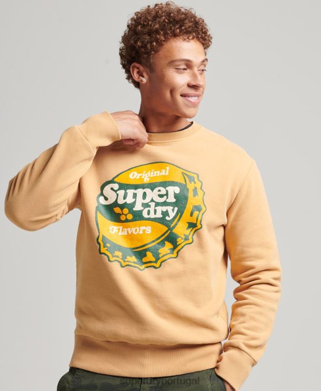 moletom cooper nostalgia crew homens amarelo roupas Superdry 2208H4994