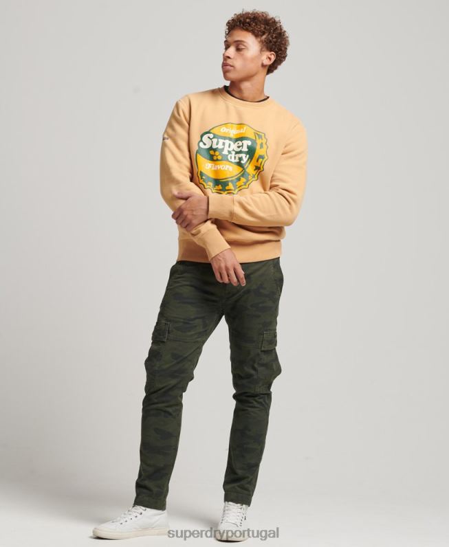 moletom cooper nostalgia crew homens amarelo roupas Superdry 2208H4994