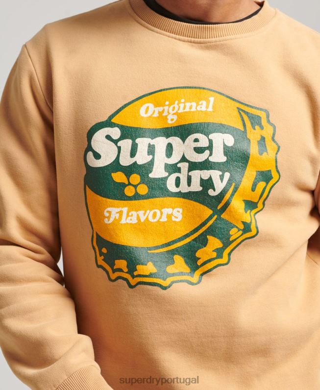 moletom cooper nostalgia crew homens amarelo roupas Superdry 2208H4994