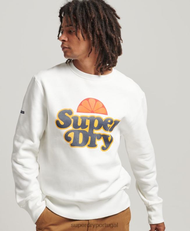 moletom cooper nostalgia crew homens creme roupas Superdry 2208H5051