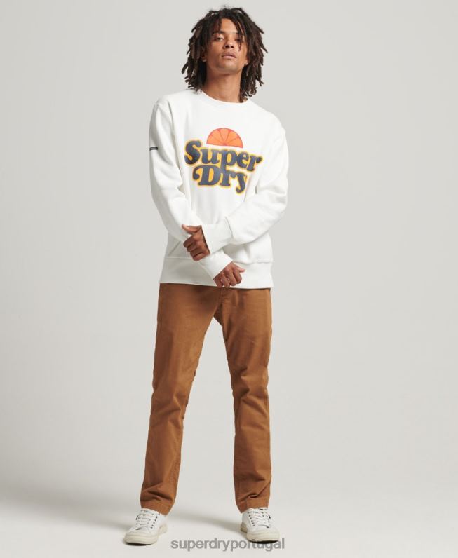 moletom cooper nostalgia crew homens creme roupas Superdry 2208H5051