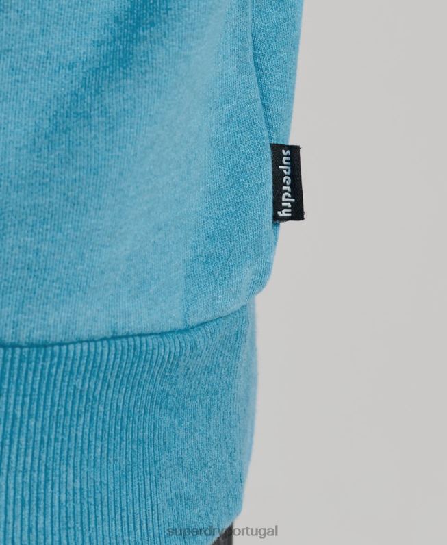 moletom da equipe de adesivo de viagem homens azul roupas Superdry 2208H589