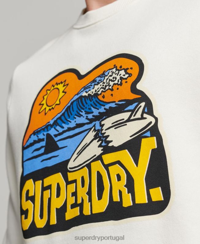 moletom da equipe de adesivo de viagem homens branco roupas Superdry 2208H542