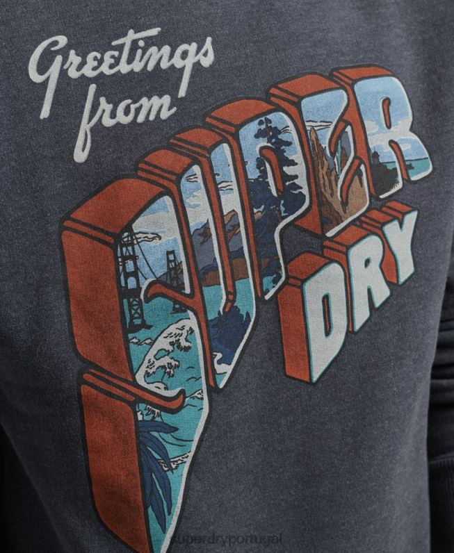 moletom da equipe de adesivo de viagem homens marinha roupas Superdry 2208H510