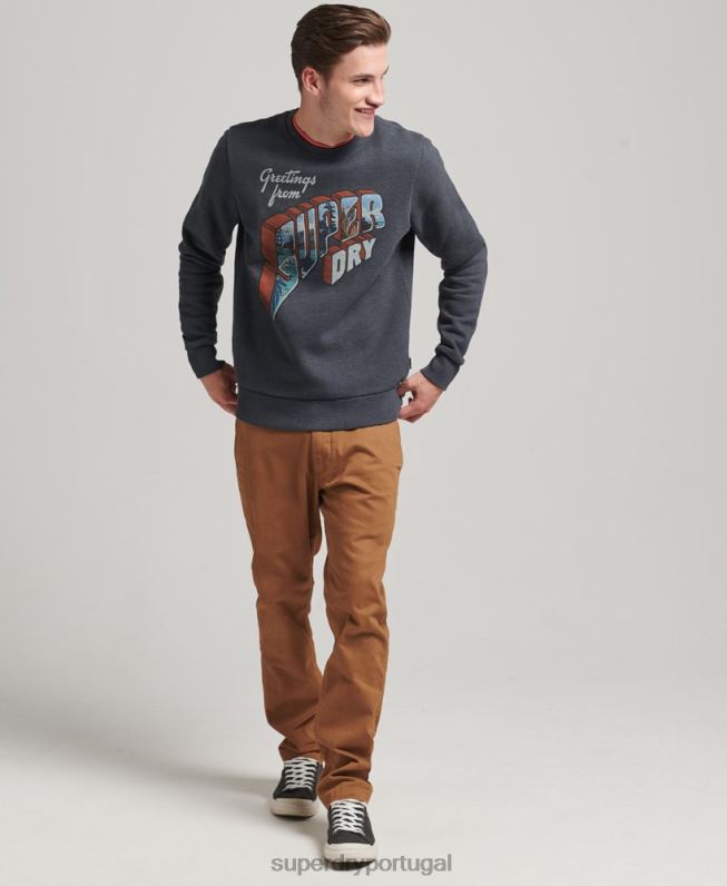 moletom da equipe de adesivo de viagem homens marinha roupas Superdry 2208H510