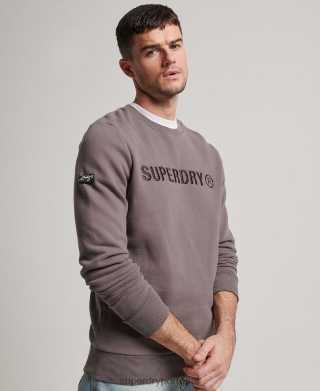 moletom da equipe de trabalho com logotipo da corporação homens cinza escuro roupas Superdry 2208H5203