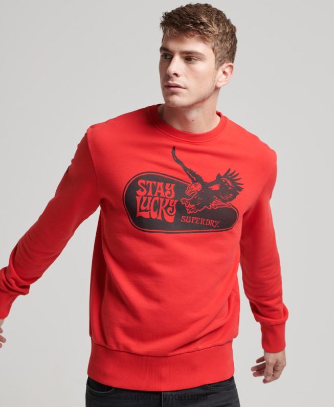 moletom da equipe do rock psicodélico homens vermelho roupas Superdry 2208H667