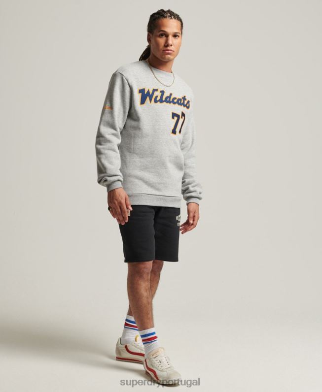 moletom da tripulação colegial vintage homens cinza roupas Superdry 2208H5078