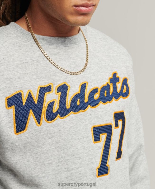 moletom da tripulação colegial vintage homens cinza roupas Superdry 2208H5078
