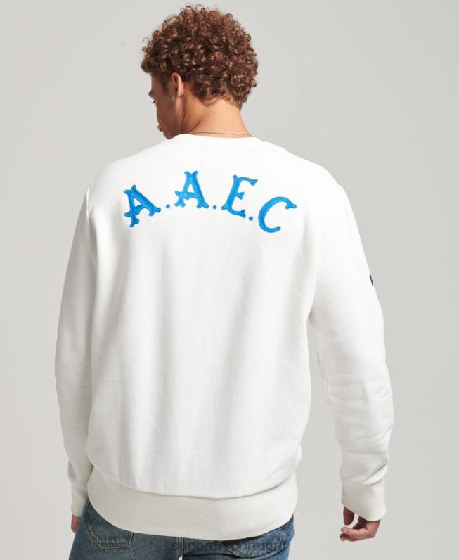 moletom da tripulação colegial vintage homens creme roupas Superdry 2208H5090