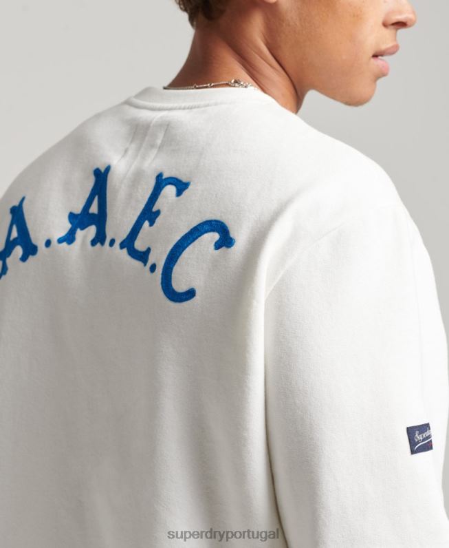 moletom da tripulação colegial vintage homens creme roupas Superdry 2208H5090