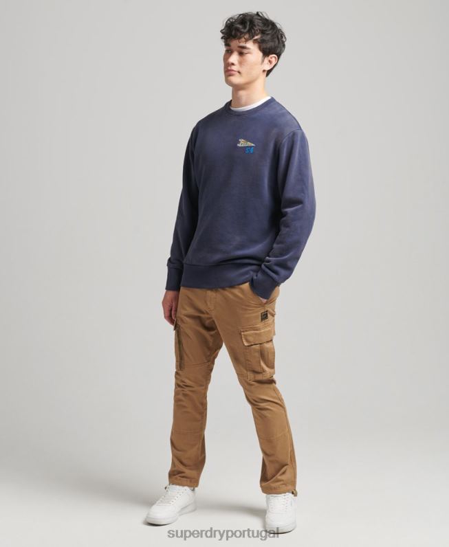 moletom da tripulação colegial vintage homens marinha roupas Superdry 2208H5039