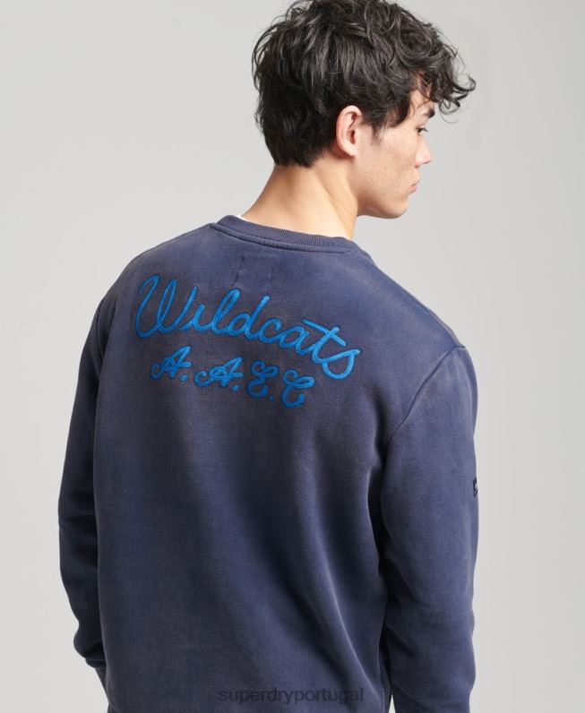 moletom da tripulação colegial vintage homens marinha roupas Superdry 2208H5039