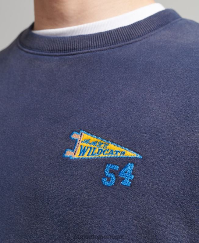 moletom da tripulação colegial vintage homens marinha roupas Superdry 2208H5039