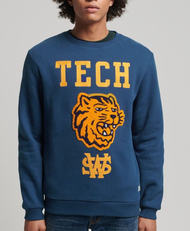 moletom da tripulação colegial vintage homens marinha roupas Superdry 2208H765