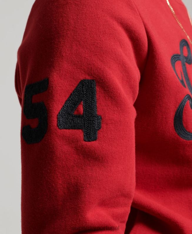 moletom da tripulação colegial vintage homens vermelho roupas Superdry 2208H549