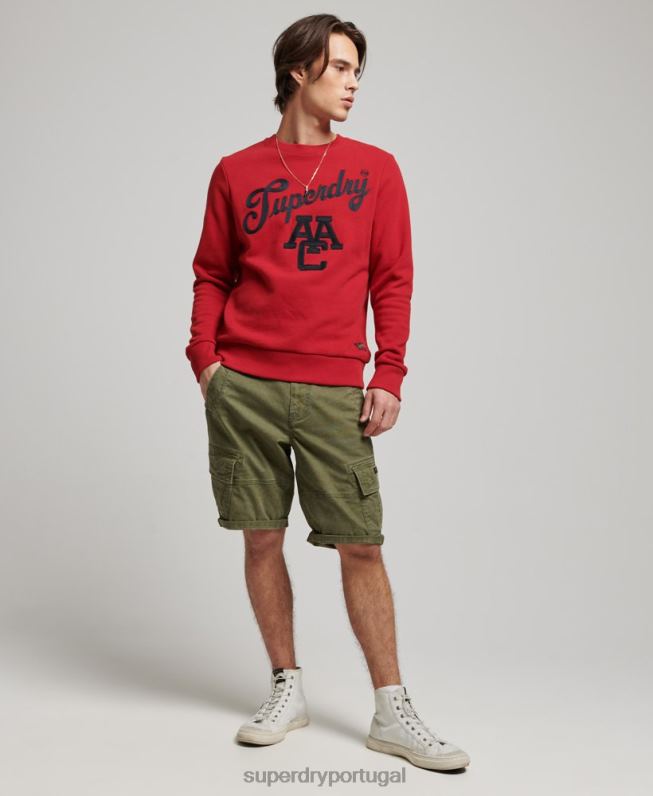 moletom da tripulação colegial vintage homens vermelho roupas Superdry 2208H549