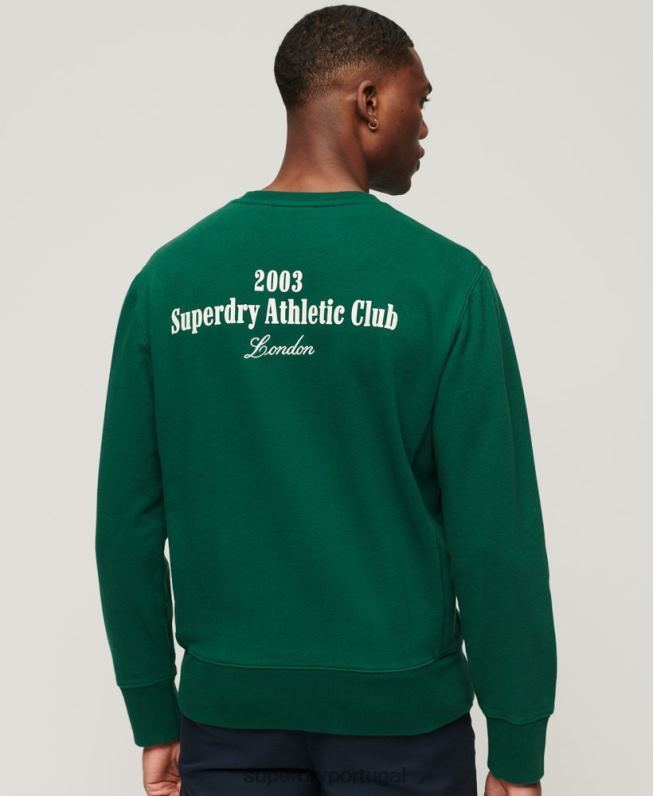 moletom da tripulação do Code Athletic Club homens verde roupas Superdry 2208H529