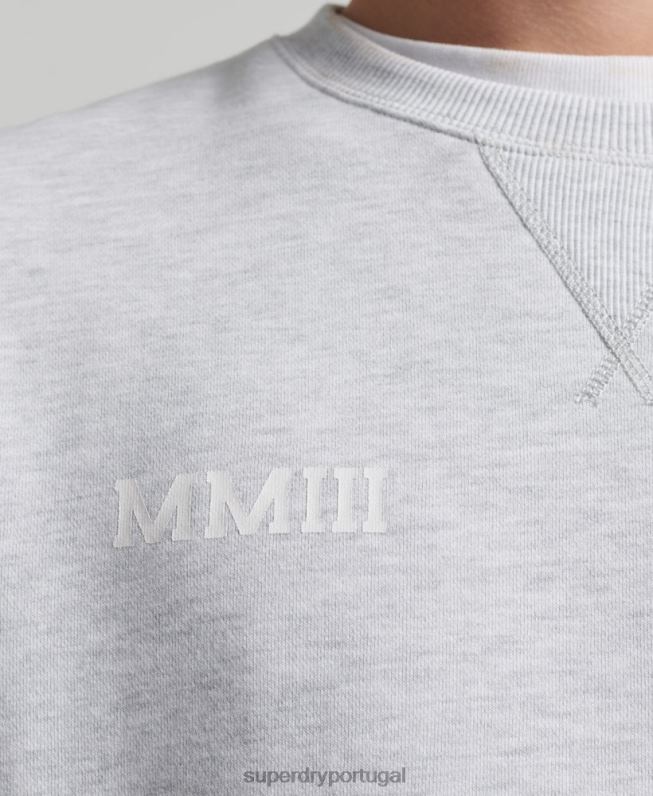 moletom da tripulação do arco do time do colégio homens cinza claro roupas Superdry 2208H778