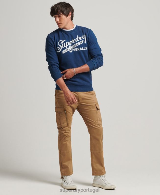 moletom da tripulação do sinal de parede homens azul roupas Superdry 2208H5198