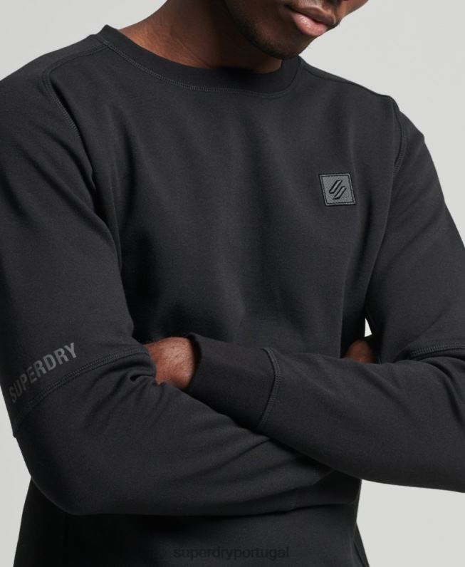 moletom da tripulação técnica homens preto roupas Superdry 2208H5043