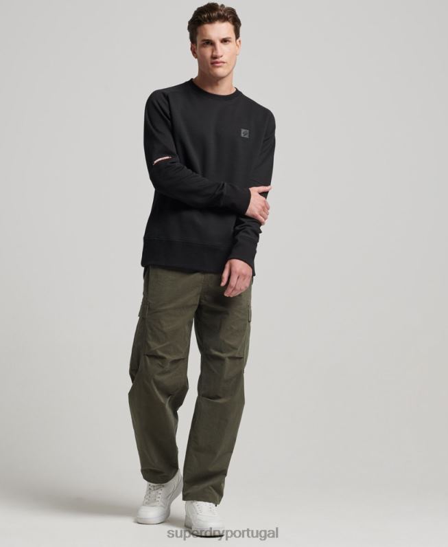 moletom da tripulação técnica homens preto roupas Superdry 2208H504