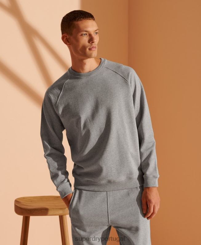 moletom de algodão orgânico de edição limitada homens cinza claro roupas Superdry 2208H5220