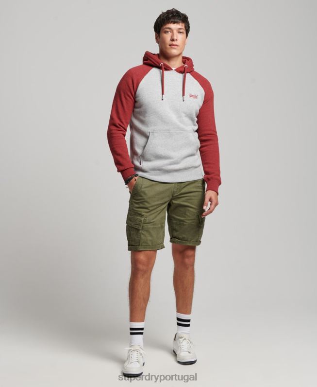 moletom de beisebol com logo vintage homens cinza claro roupas Superdry 2208H784