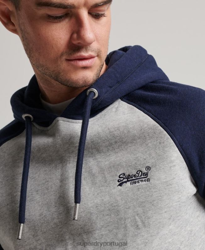 moletom de beisebol com logo vintage homens cinza roupas Superdry 2208H689