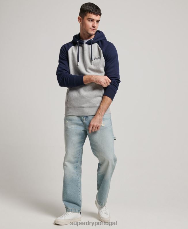 moletom de beisebol com logo vintage homens cinza roupas Superdry 2208H689