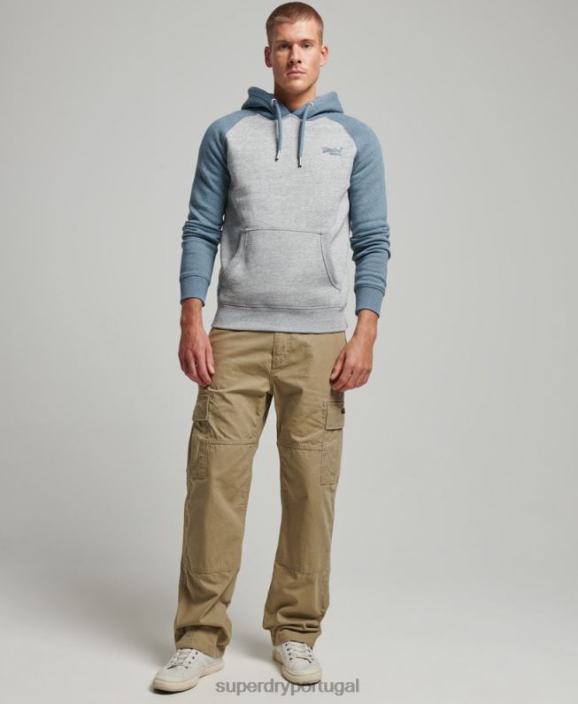 moletom de beisebol com logo vintage homens cinza roupas Superdry 2208H766