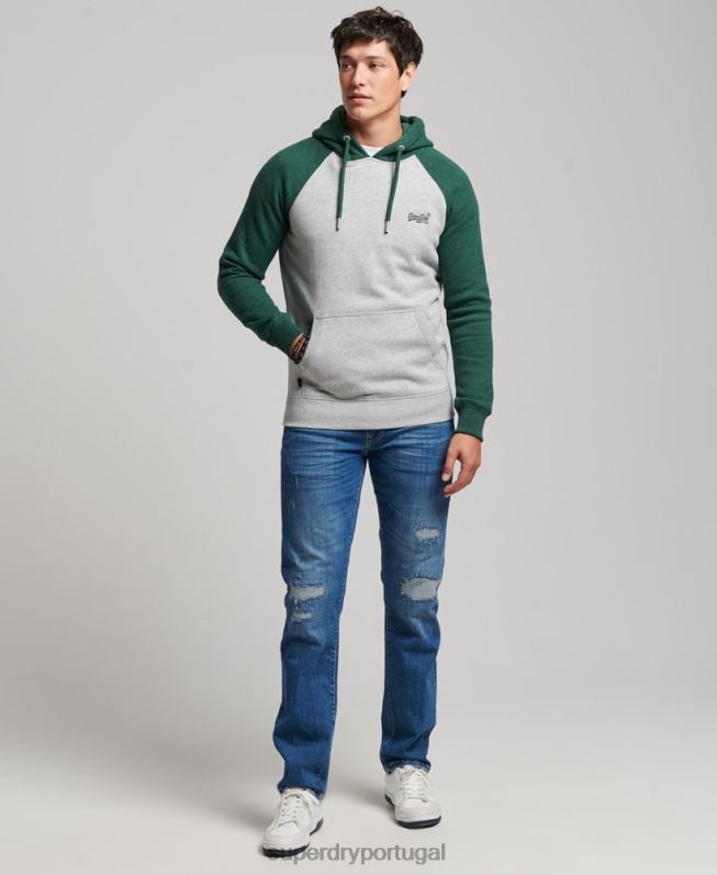 moletom de beisebol com logo vintage homens verde roupas Superdry 2208H576