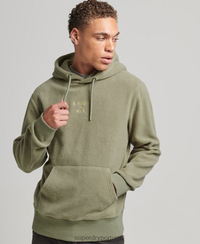 moletom de lã com logo gráfico solto homens caqui roupas Superdry 2208H5012