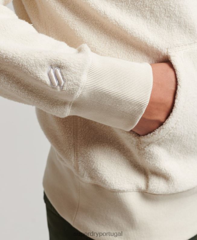 moletom de lã com logo gráfico solto homens creme roupas Superdry 2208H5221