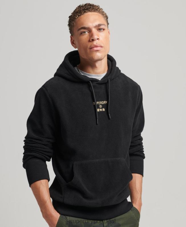 moletom de lã com logo gráfico solto homens preto roupas Superdry 2208H5031