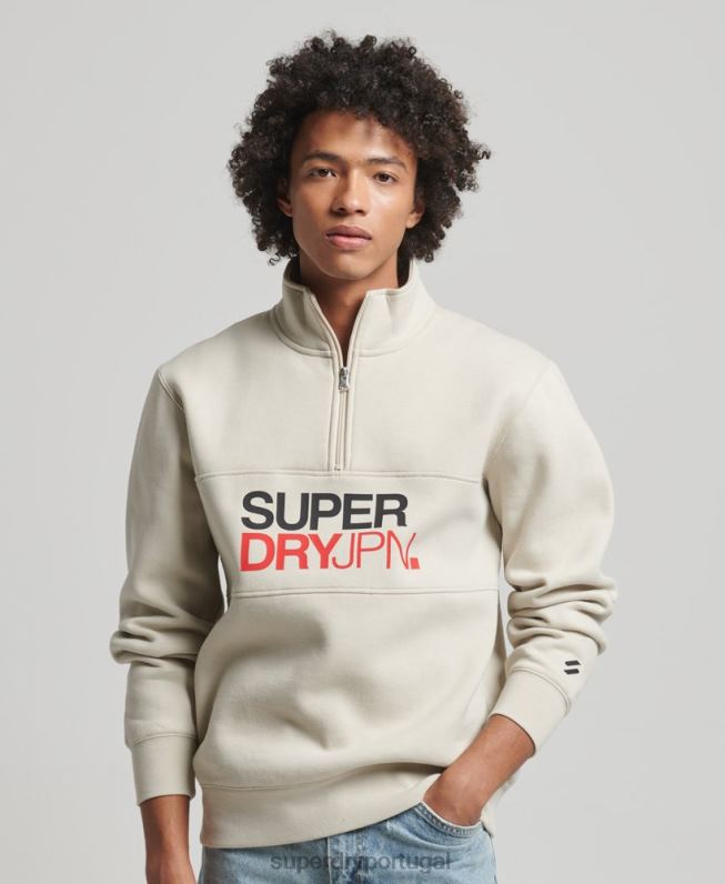 moletom esportivo com meio zíper homens bege roupas Superdry 2208H726