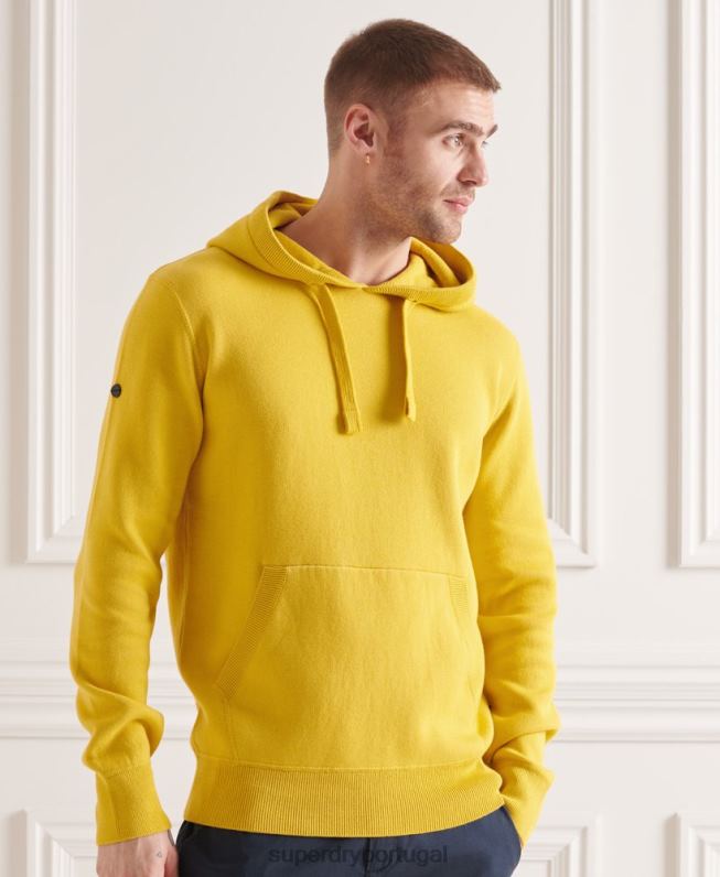 moletom essencial de algodão orgânico homens amarelo roupas Superdry 2208H5317