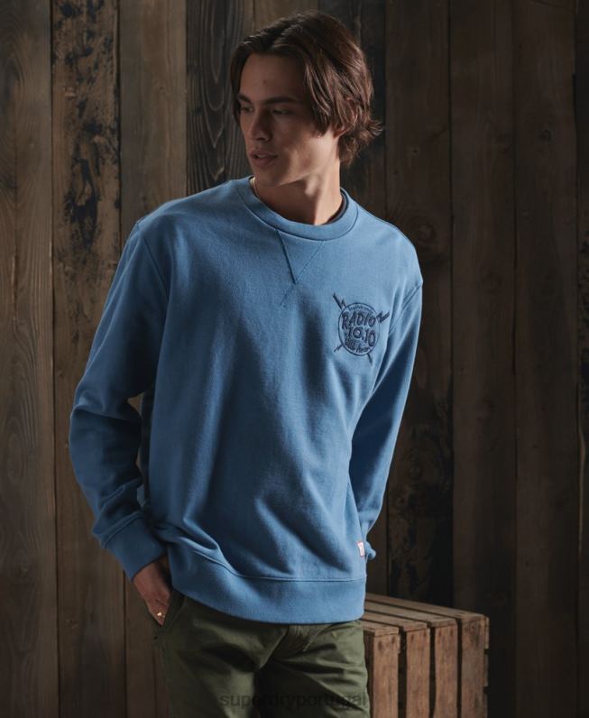 moletom gráfico seco de edição limitada homens azul claro roupas Superdry 2208H5234