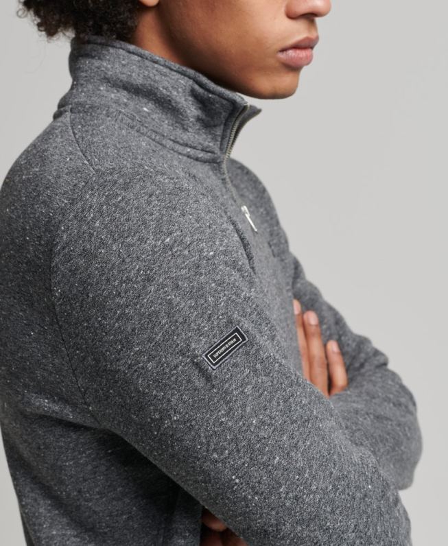 moletom henley com logo vintage de algodão orgânico homens cinza escuro roupas Superdry 2208H5105