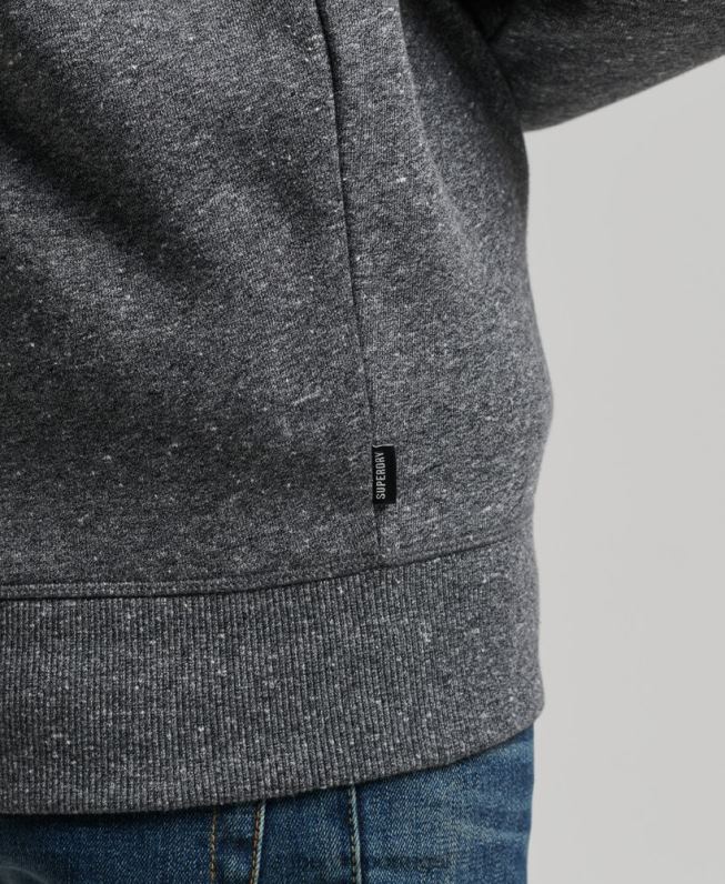 moletom henley com logo vintage de algodão orgânico homens cinza escuro roupas Superdry 2208H5105