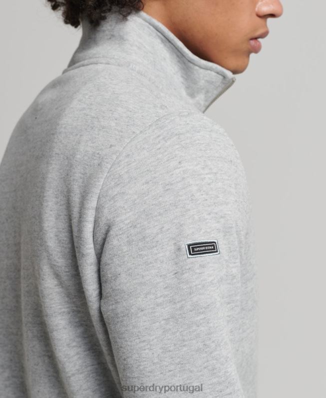 moletom henley com logo vintage de algodão orgânico homens cinza roupas Superdry 2208H5003